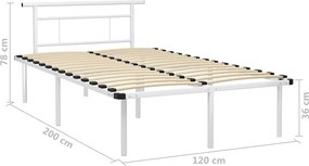 vidaXL Πλαίσιο Κρεβατιού Λευκό 120 x 200 εκ. Μεταλλικό