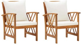 vidaXL Καρέκλες Κήπου 2 τεμ. από Μασίφ Ξύλο Ακακίας με Μαξιλάρια