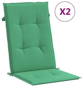 Μαξιλάρια Καρέκλας Κήπου με Πλάτη 2 τεμ. Πράσινα 120x50x3 εκ. - Πράσινο