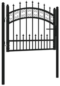 vidaXL Πόρτα Περίφραξης Kampen με Κορυφή Δόρυ Μαύρη 103x75 εκ. Ατσάλινη