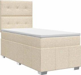 vidaXL Κρεβάτι box spring με στρώμα Κρεμ 100 x 200 cm Ύφασμα