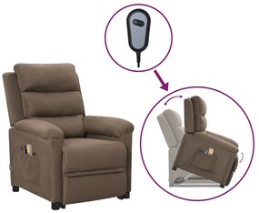 vidaXL Πολυθρόνα Μασάζ με Ανύψωση Taupe Υφασμάτινη
