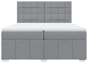 vidaXL Κρεβάτι Boxspring με Στρώμα Ανοιχτό Γκρι 200x200 εκ. Υφασμάτινο