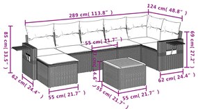 vidaXL Σετ Καναπέ Κήπου 8 τεμ. Μικτό Μπεζ Συνθετικό Ρατάν με Μαξιλάρια