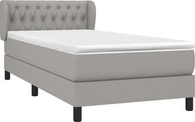 vidaXL Κρεβάτι Boxspring με Στρώμα Ανοιχτό Γκρι 90x200 εκ. Υφασμάτινο