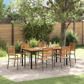 vidaXL Σέτ φαγητού για κήπο 7 pcs Γκρι 180 x 90 x 75 cm