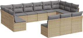 vidaXL Σετ Καναπέ Κήπου 13τεμ Μπεζ Συνθ. Ρατάν με Μαξιλάρια