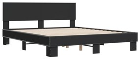 vidaXL Πλαίσιο Κρεβατιού Μαύρο 160x200 εκ. Επεξ. Ξύλο &amp; Μέταλλο