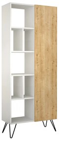 Βιβλιοθήκη Jedda Megapap χρώμα λευκό - φυσικό οξιάς 80,6x29,6x191εκ.