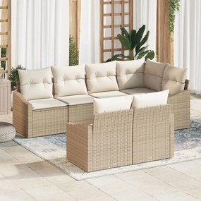vidaXL Σετ Καναπέδων 7 Τεμαχίων με Μαξιλάρια Μπεζ Πολυρτάν