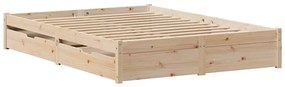 vidaXL Σκελετός Κρεβατιού Χωρίς Στρώμα 135x190 εκ Μασίφ Ξύλο Πεύκου