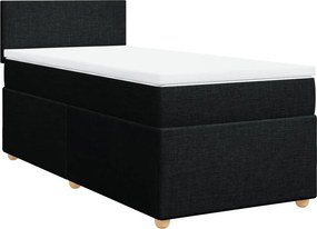 vidaXL Κρεβάτι Boxspring με Στρώμα Μαύρο Single Υφασμάτινα