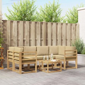 vidaXL Σειρά Καναπέ Εξωτερικού με μαξιλάρι 7 pcs Λευκό και Μπεζ