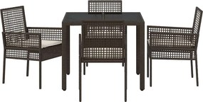 vidaXL Σέτ φαγητού για κήπο 5 pcs Καφέ συνθετικό ρατάν