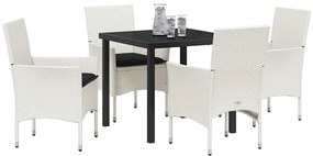 vidaXL Σέτ φαγητού για κήπο με μαξιλάρι 5 pcs Λευκό Πολυ ράταν