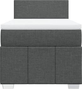 vidaXL Κρεβάτι Boxspring με Στρώμα Σκούρο Γκρι 100x200 εκ. Υφασμάτινο