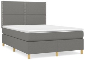 ΚΡΕΒΑΤΙ BOXSPRING ΜΕ ΣΤΡΩΜΑ ΣΚΟΥΡΟ ΓΚΡΙ 140X190 ΕΚ. ΥΦΑΣΜΑΤΙΝΟ 3142250