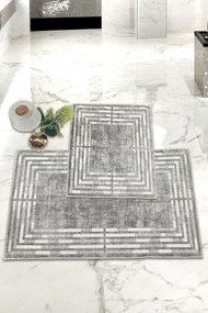 Σετ 2 τεμαχίων μπάνιου χαλιών με αντιολισθητική βάση 60x100x12 cm - Μπεζ 60 x 100