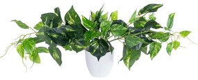 Τεχνητό Φυτό Σε Κασπώ Pothos Pineapple 20885 Φ60x33cm Green-White GloboStar Πολυαιθυλένιο,Ύφασμα