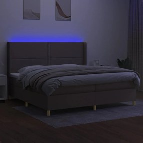 vidaXL Κρεβάτι Boxspring με Στρώμα &amp; LED Taupe 200x200 εκ. Υφασμάτινο