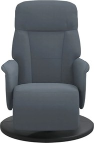 vidaXL Πολυθρόνα Relax Σκούρο Γκρι Βελούδινη με Υποπόδιο