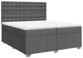 vidaXL Κρεβάτι Boxspring με Στρώμα Σκούρο Γκρι 200x200 εκ. Υφασμάτινο