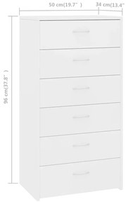 vidaXL Συρταριέρα με 6 Συρτάρια Λευκή 50 x 34 x 96 εκ. από Μοριοσανίδα