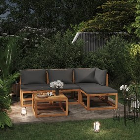 3057602 3057602 vidaXL 5 Piece Garden Lounge Set with Cushion Solid Acacia Wood (311854+311856) Γκρι, 1 Τεμάχιο