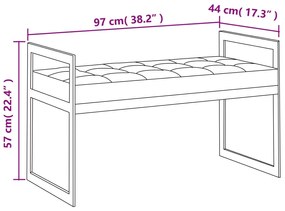 vidaXL Πάγκος Μαύρος 97 εκ. από Βελούδo / Ανοξείδωτο Ατσάλι