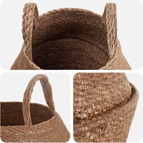 vidaXL Γλάστρα με Χερούλια 2 τμχ. Φυσικό Ø 22 x 20 cm