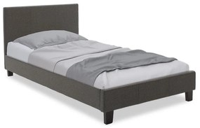 Bed Nevil in dark grey fabric 100x200cm 106x218x109 εκ.