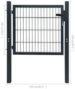 vidaXL Πόρτα Περίφραξης Ανθρακί Ατσάλινη 100x100 εκ.