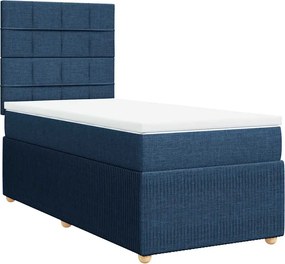 vidaXL Κρεβάτι Boxspring με Στρώμα Μπλε 100 x 200 εκ. Υφασμάτινο
