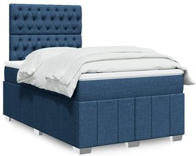 vidaXL Κρεβάτι Boxspring με Στρώμα Μπλε 120x200 εκ. Υφασμάτινο