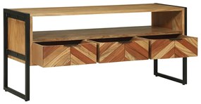 vidaXL Ντουλάπι TV με συρτάρι Καφέ 100 x 35 x 50 εκ Μασίφ ξύλο ακακίας