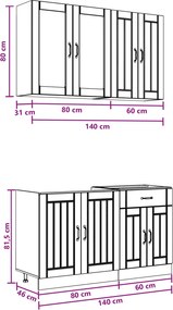 vidaXL Μονάδα κουζίνας LUCCA 4 pcs Γκρι Sonoma Επεξεργασμένο Ξύλο