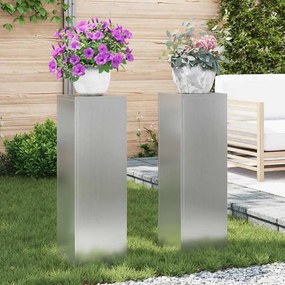 vidaXL Στήριξη φυτών 2 pcs Ασημί 24 x 24 x 75 εκ.