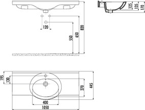 Creavit ET205 - Νιπτήρας Επίπλου / Κρεμαστός 105x44.5