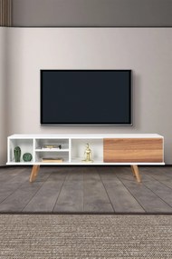 Έπιπλο Τηλεόρασης Λευκό / Καρυδί DACREL 160x35x18