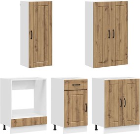 vidaXL Μονάδα κουζίνας LUCCA 5 pcs Artisan Δρυς Επεξεργασμένο Ξύλο