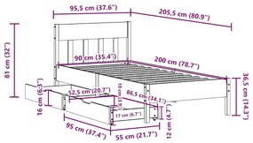 ΣΚΕΛΕΤΟΣ ΚΡΕΒ. ΧΩΡΙΣ ΣΤΡΩΜΑ ΚΑΦΕ ΚΕΡΙΟΥ 90X200 ΕΚ ΜΑΣΙΦ ΠΕΥΚΟ 3301877