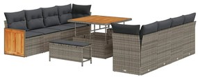 vidaXL Σετ Καναπέ Κήπου 11 pcs Γκρι 100 x 100 x 71 cm συνθετικό ρατάν
