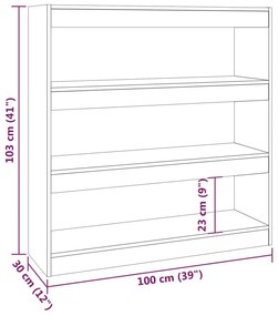 vidaXL Βιβλιοθήκη/Διαχωριστικό Χώρου Γκρι Sonoma 100 x 30 x 103 εκ.