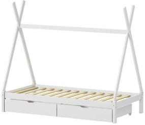 Παιδικό κρεβάτι Lalitto τ.Montessori με 2 συρτάρια pakoworld ξύλο πεύκου σε λευκή απόχρωση 90x190εκ
