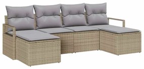 vidaXL Σετ Καναπέ Κήπου με μαξιλάρι 6 pcs Μπεζ, Ανοιχτό Γκρι
