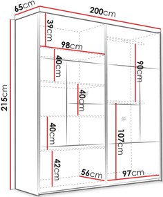Ντουλάπα Boston 203 συρόμενη-Graphite
