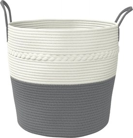 vidaXL Καλάθι Αποθήκευσης Γκρι και Λευκό Ø43 x 38 εκ. Βαμβακερό