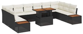 vidaXL Σετ Καναπέ Κήπου με αποθήκευση 11 pcs Μαύρο Πολυ ράταν