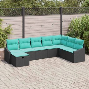 vidaXL Σετ Καναπέ Κήπου με μαξιλάρι 8 pcs Μαύρο Πολυ ράταν