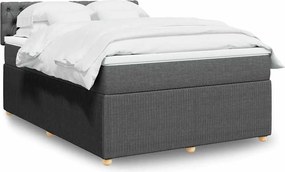 vidaXL Κρεβάτι Boxspring με Στρώμα Σκούρο Γκρι 140x200 εκ Υφασμάτινο